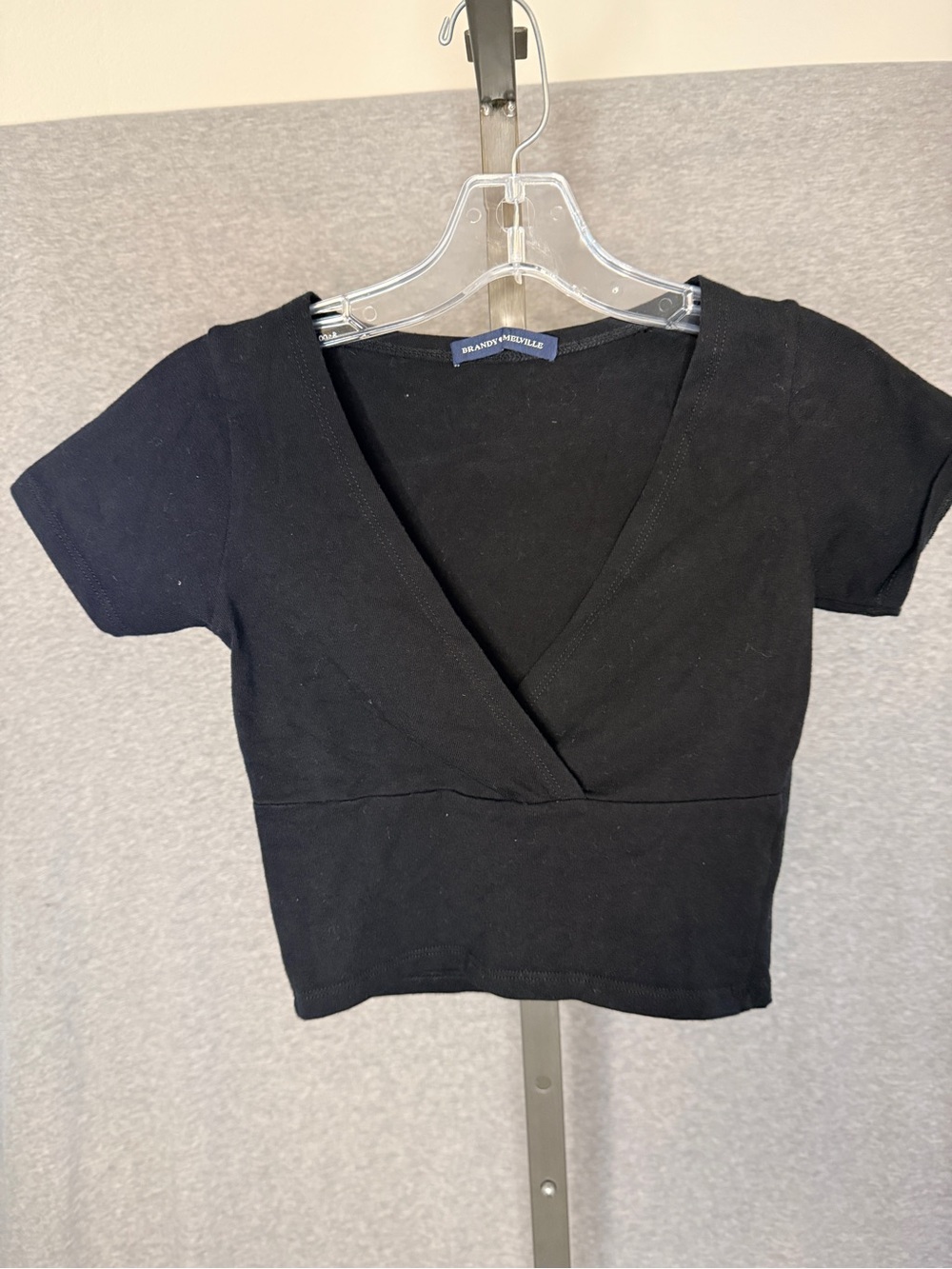 Brandy Melville Black Wrap Front Crop Top